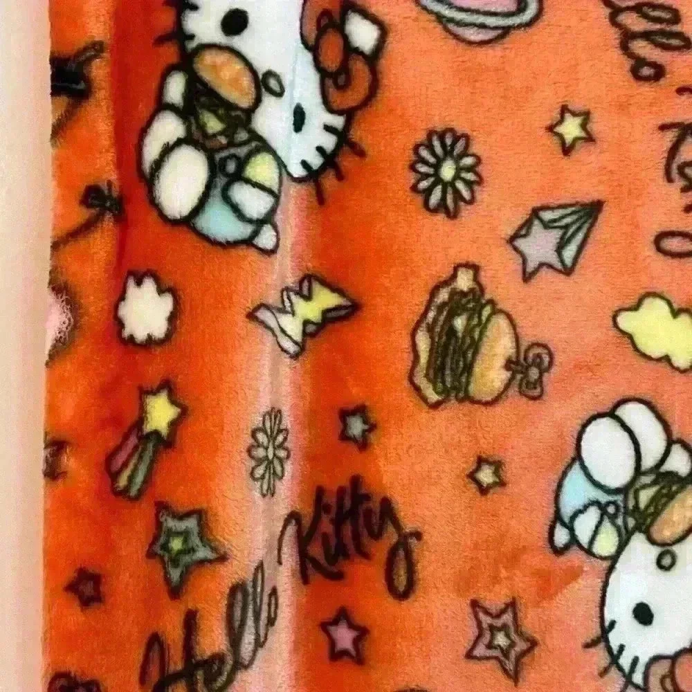 Hello Kitty Orange Cloud Hamburger Soft Throw Blanket 60x70 NEW